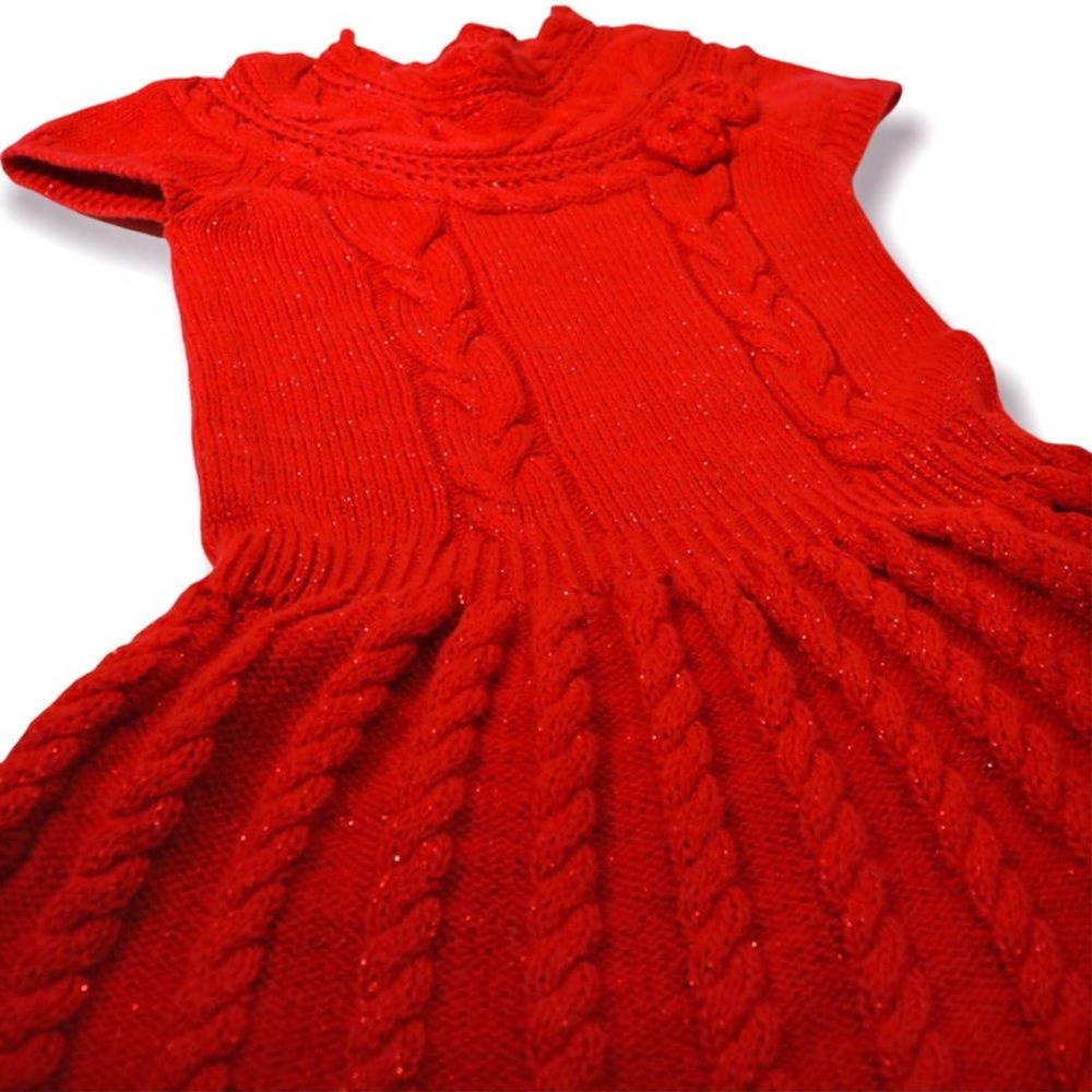 Osh Kosh Girls 2T Holiday Christmas Red Metallic Sweater Dress